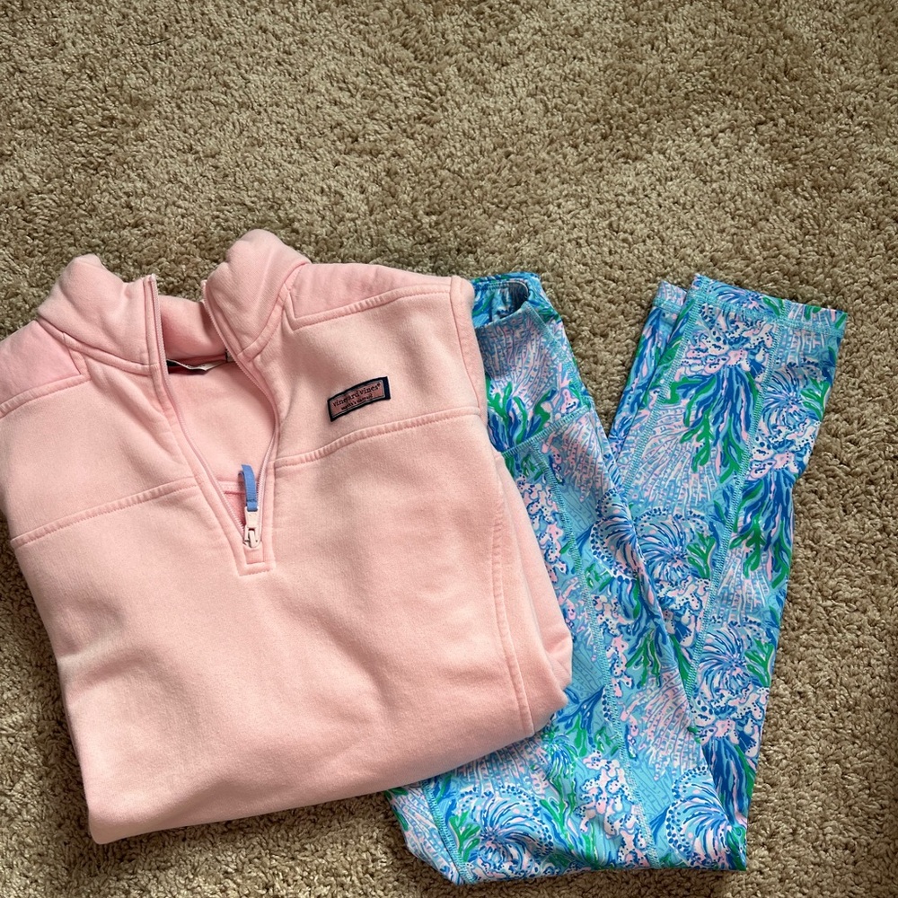 Lilly Pulitzer Blue and Green Patterned Leggings